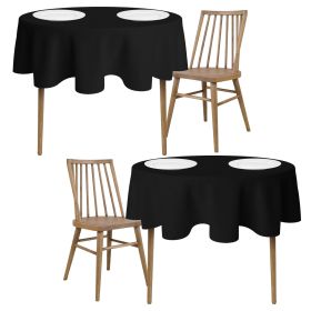 2 Pack Black Round Tablecloths 60 Inch 200 GSM Premium Quality Textured Washable Polyester Fabric Table Cloth [60'' is Not Table Size]