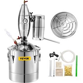 20L 5.3Gal Water Alcohol Distiller 304 Stainless Steel Alcohol Still Wine Making Boiler Home Kit with Thermometer for Whiskey Brandy Essential,