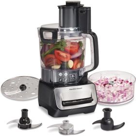 Food Processor and Vegetable Chopper, BPA Free, Stainless-Steel Blades, 14 Cup + 4-Cup Mini Bowls, 3-Speed 500-Watt Motor, Black